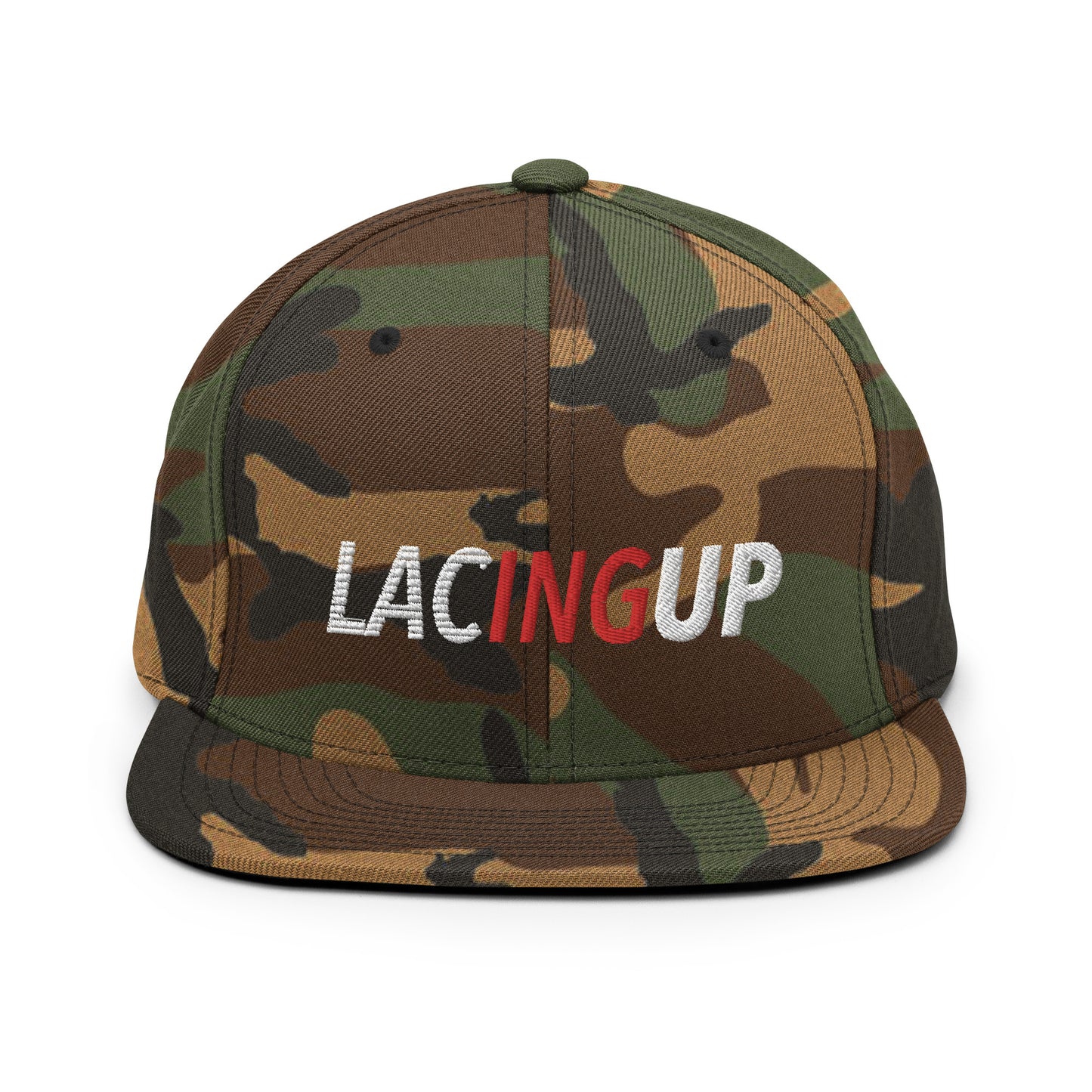 Lacing Up Camo Snapback Hat