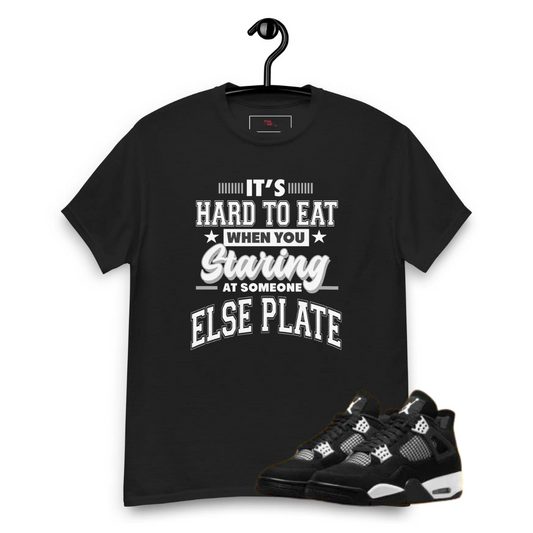 Jordan 4 white thunder Hard to eat black tee