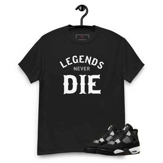 Jordan 4 white thunder legends black tee