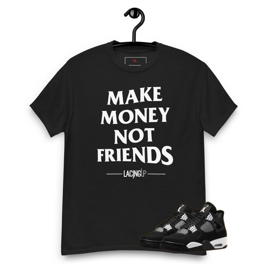 Jordan 4 white thunder Make money black tee