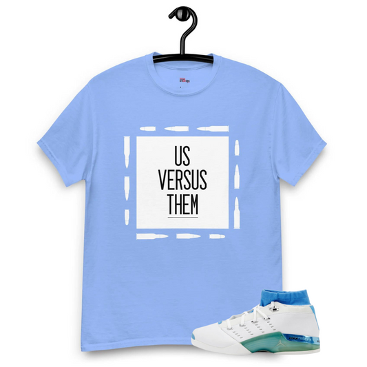 Jordan 17 low unc Us vs Them Carolina Blue tee