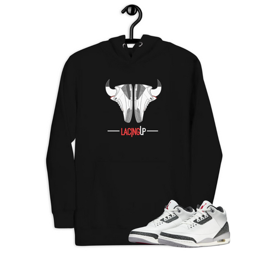 Jordan 3 Grey Cement horns black Hoodie