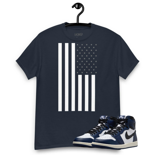 Jordan 1 OG Navy Flag navy tee