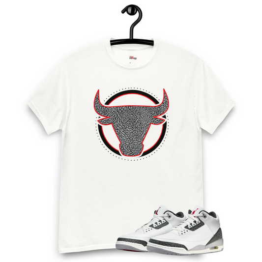 Jordan 3 Cement Grey Bulls Horns white tee