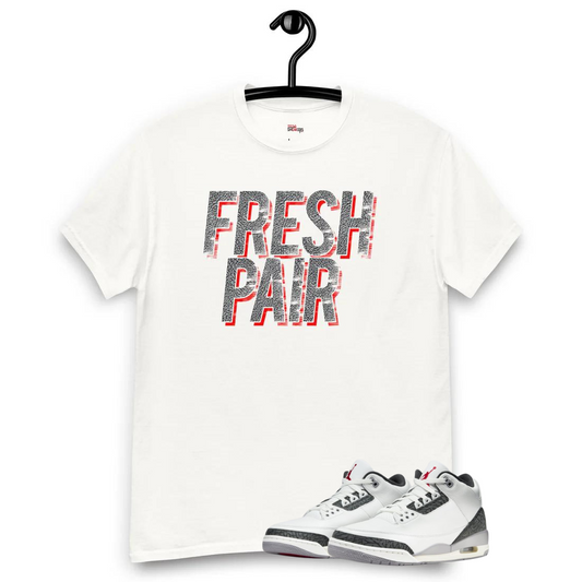 Jordan 3 Cement Grey fresh pair white tee