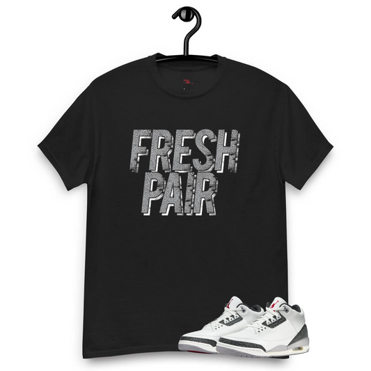 Jordan 3 Cement Grey fresh pair black tee