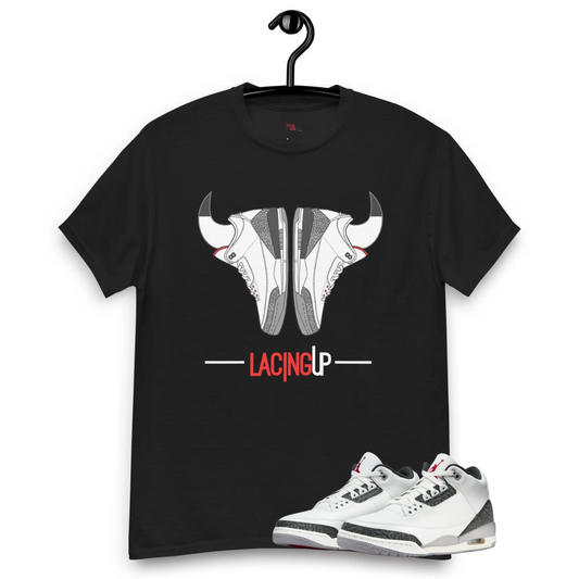 Jordan 3 Cement Grey horns black tee