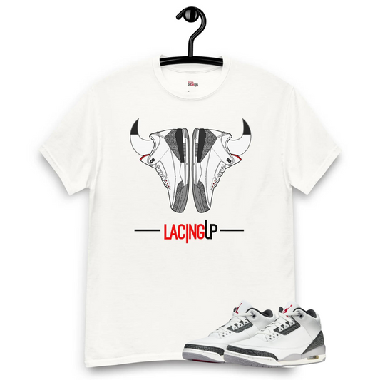 Jordan 3 Cement Grey horns white tee