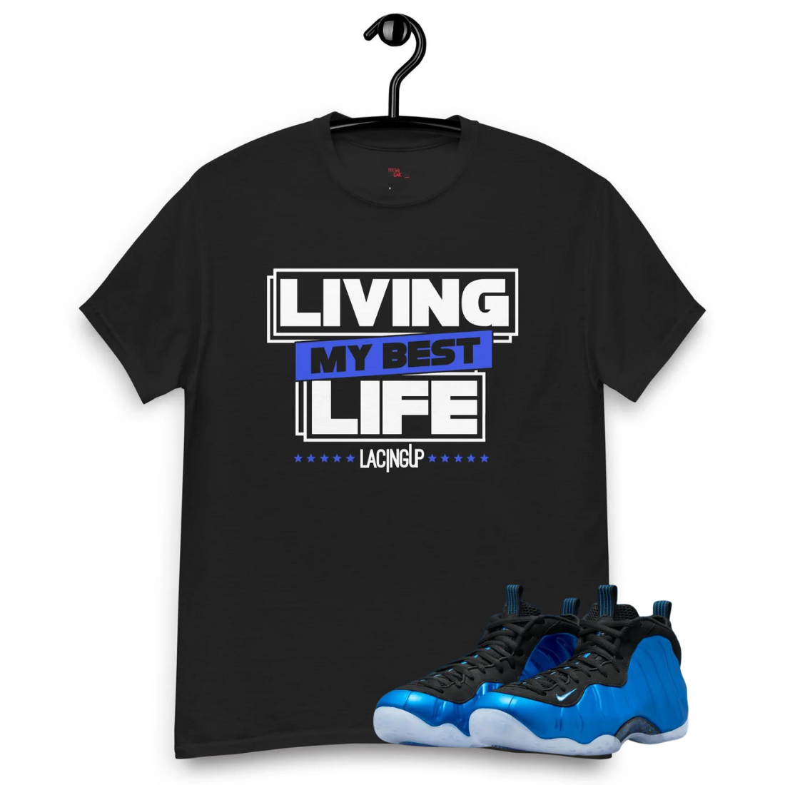 Air Foamposite One 'Royal' my best life black tee