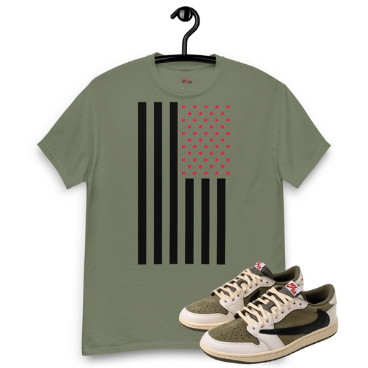 Travis Scott X Air Jordan 1 Low OG Medium black flag Olive tee