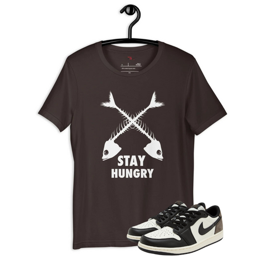 Jordan 1 low Mocha stay hungry brown  t-shirt