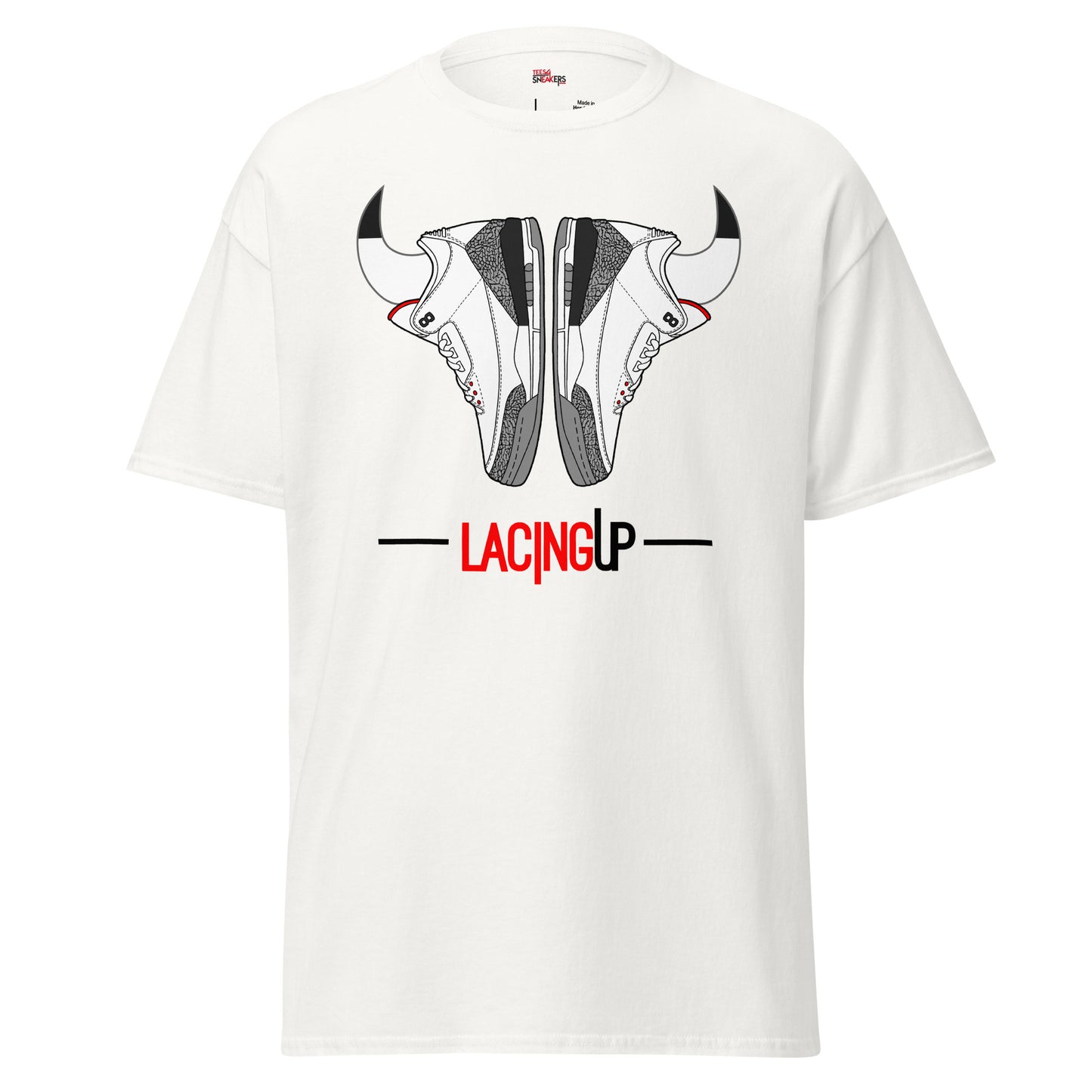 Jordan 3 Cement Grey horns white tee